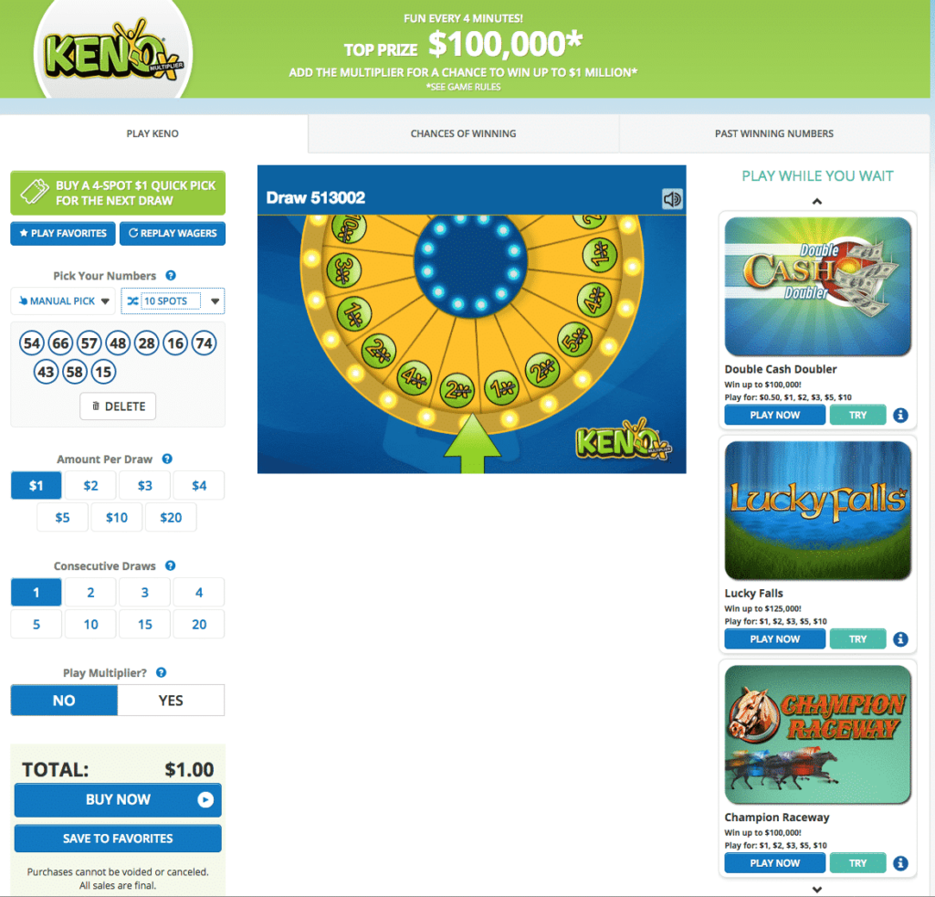 KY Lottery keno 2