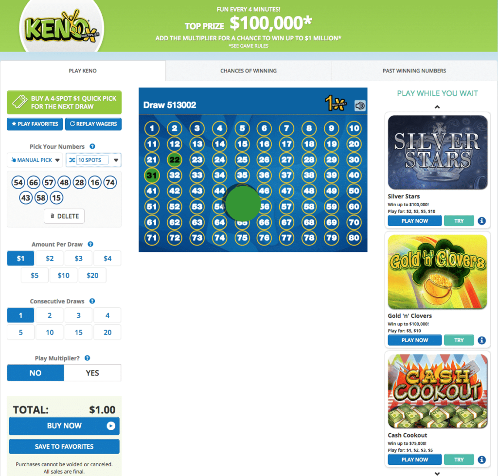 KY Lottery keno 3