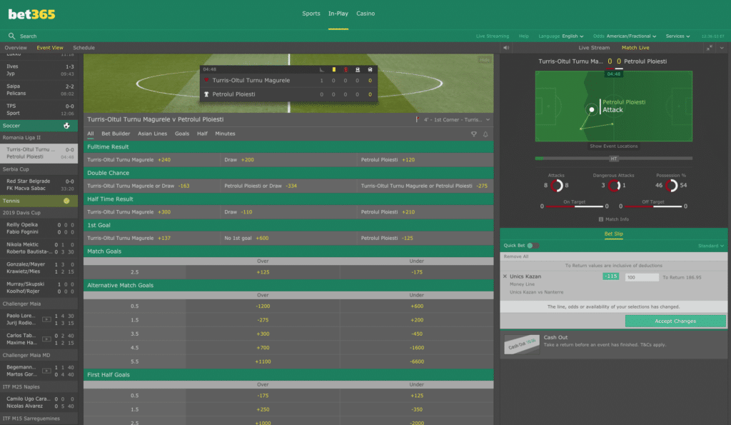 Bet365 in play betting 2