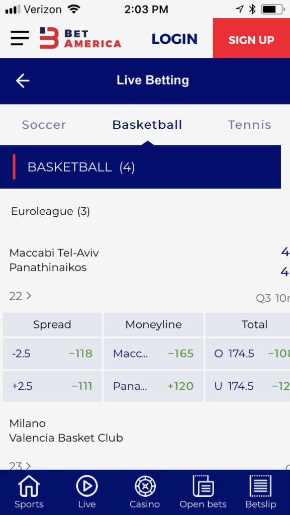 BetAmerica mobile 2