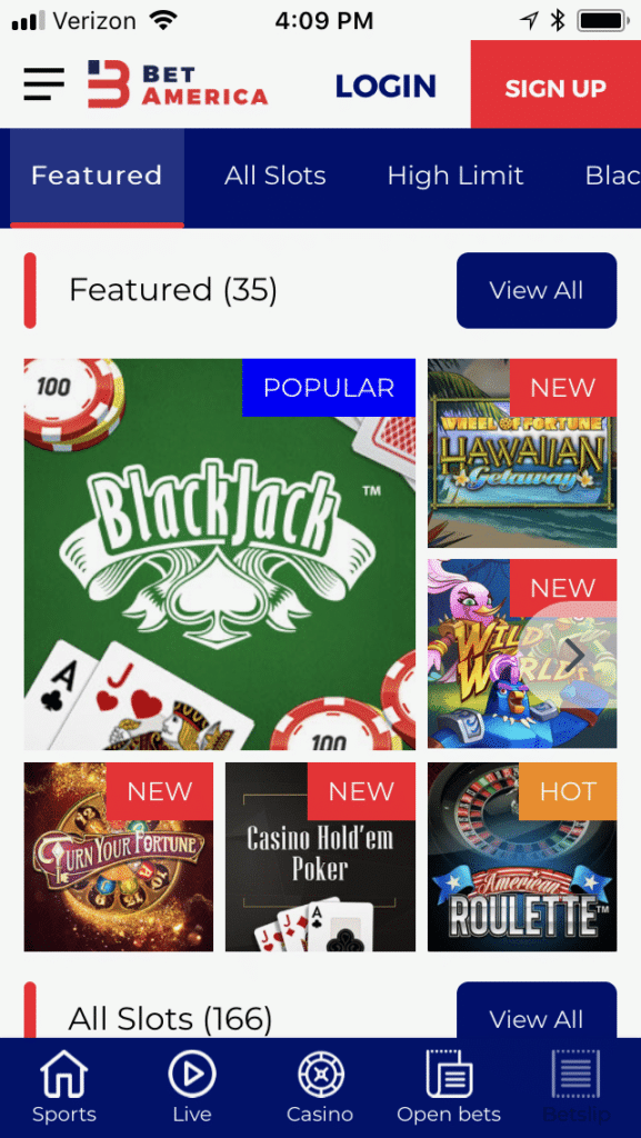 BetAmerica mobile casino 1