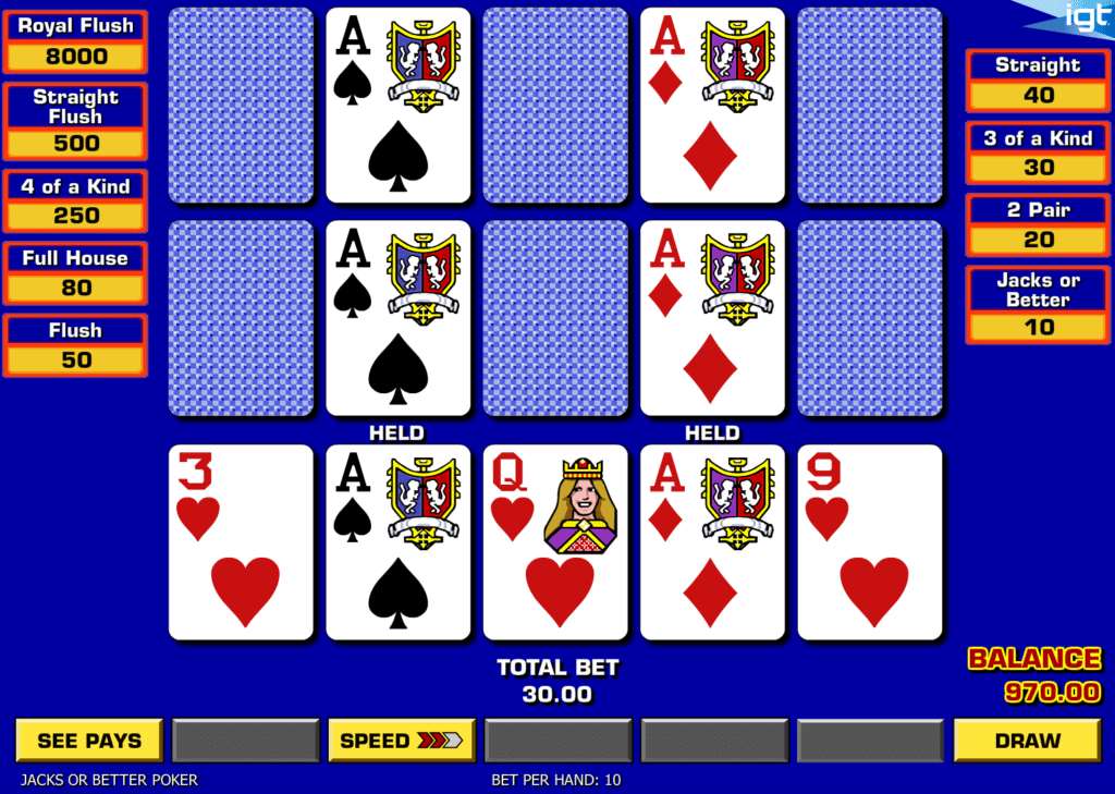 Scores video poker