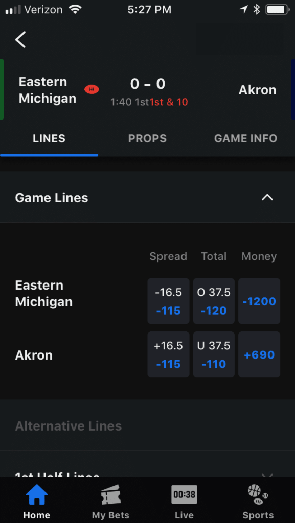 theScore in play betting