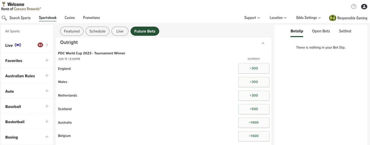 Caesars Sportsbook darts example bet Caesars Sportsbook darts example bet