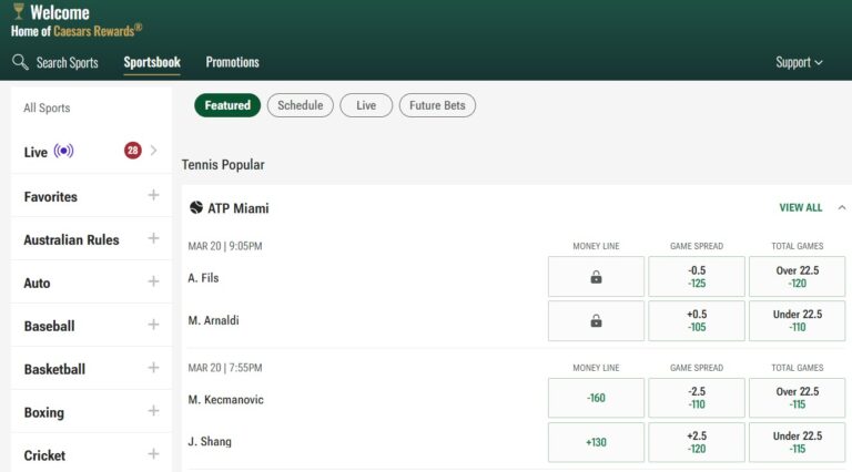Caesars Sportsbook tennis Caesars Sportsbook tennis