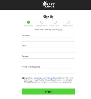 DraftKings Open Account Form 1 DraftKings Open Account Form 1
