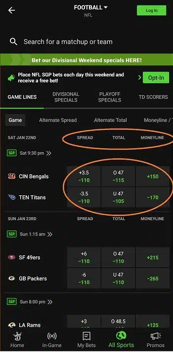 DraftKings Sportsbook football DraftKings Sportsbook football