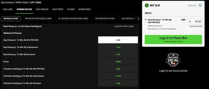 DraftKings bet example ufc DraftKings bet example ufc