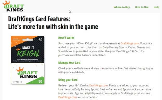 DraftKings prepaid gift cards DraftKings prepaid gift cards