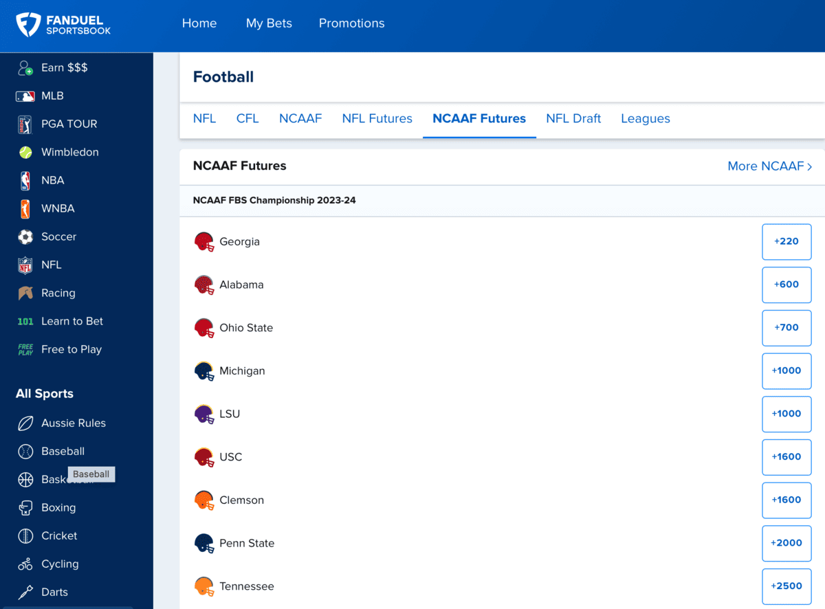 NCAAF futures NCAAF futures