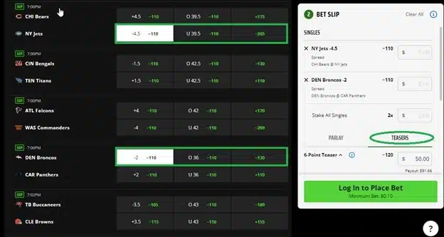 Teaser Bets Teaser Bets