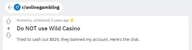 Wild Casino not legit 1 report Wild Casino not legit 1 report
