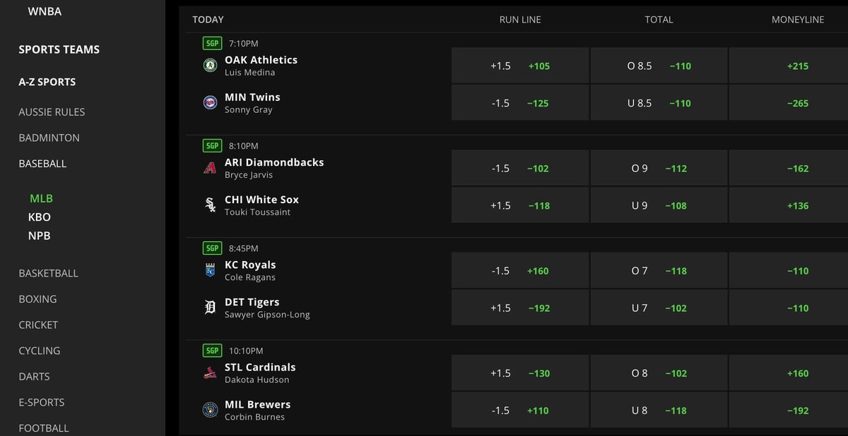 baseball run line bets