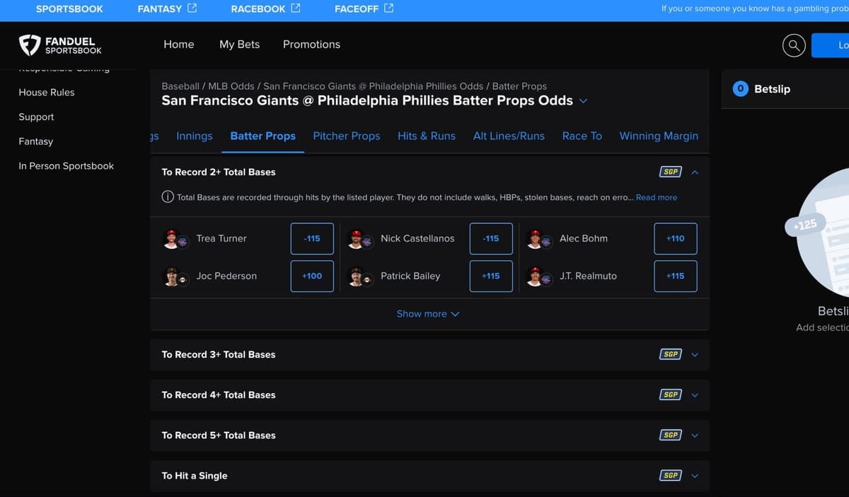 baseball total base bets