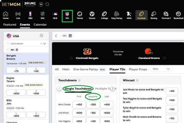 betmgm nfl single touchdown betmgm nfl single touchdown