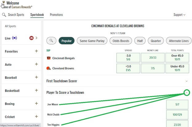 caesars sportsbook touchdown betting caesars sportsbook touchdown betting