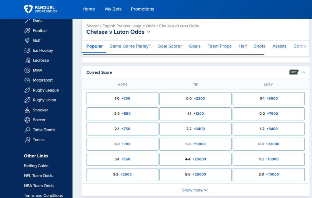 correct score betting correct score betting