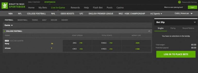 draftkings live betting example