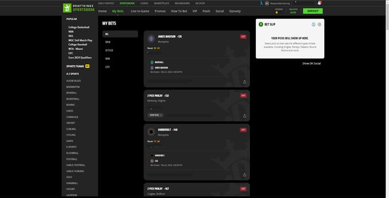 draftkings my bets draftkings my bets