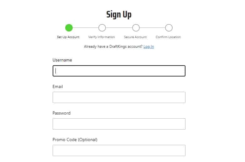 draftkings sign up fields Signing up as a new player