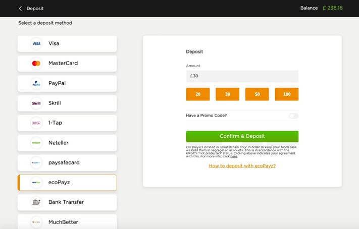 ecopayz casino deposit