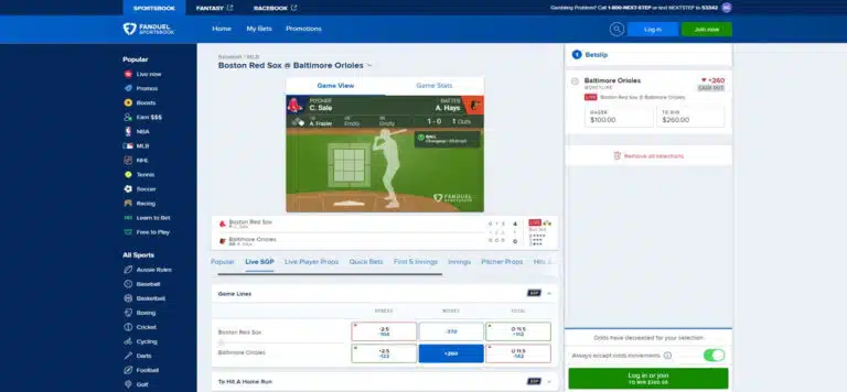 fanduel live betting example