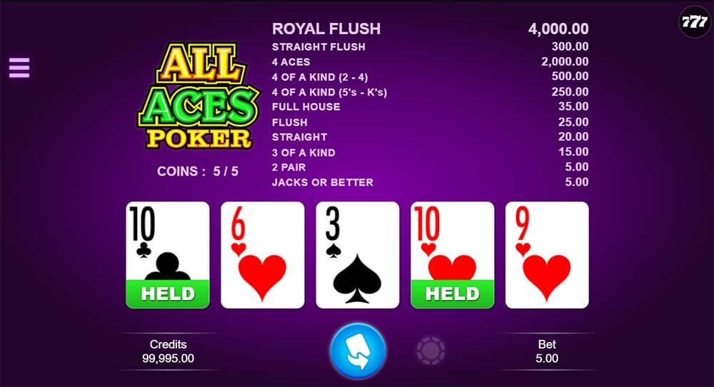 video poker game all aces poker video poker game all aces poker