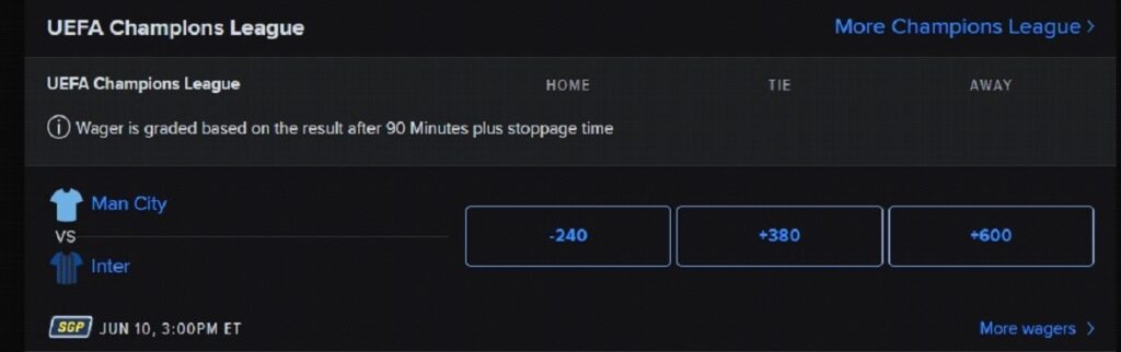 3 way moneyline betting in Soccer 3 way moneyline betting in Soccer