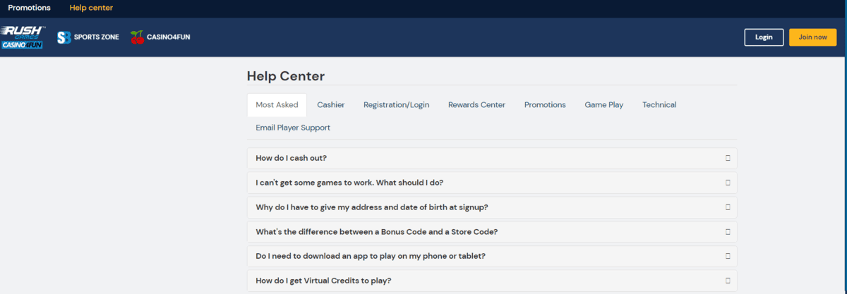 Rush Games Casino Support Rush Games Casino Support