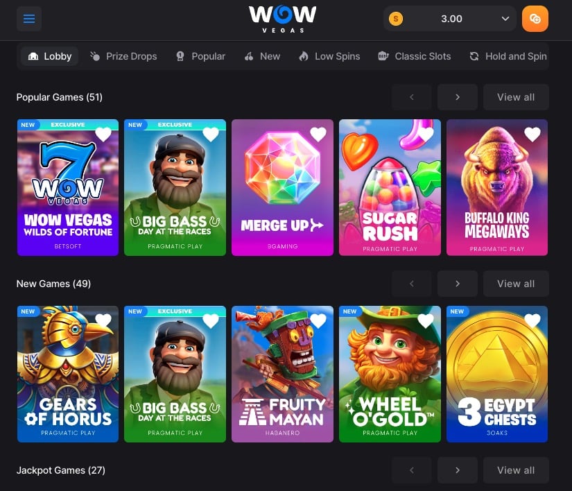 WOW Vegas Casino games WOW Vegas Casino games