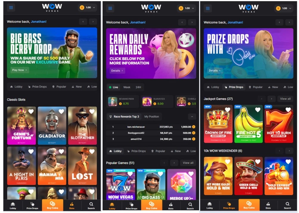 WOW Vegas app WOW Vegas app screenshots