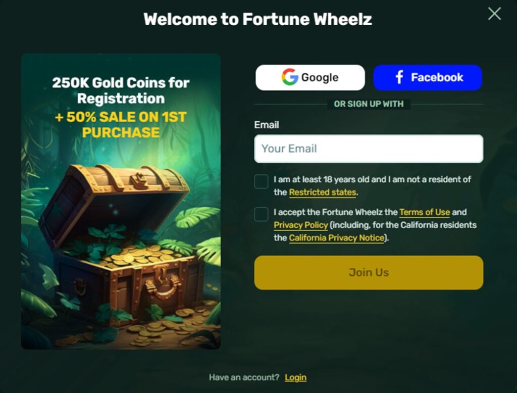 fortune wheelz registration Fortune Wheelz registration page