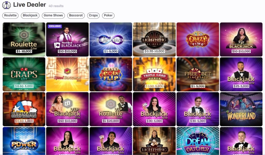 hard rock casino live dealer Hard Rock live dealer lobby