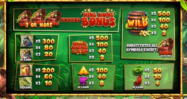 king kong cash slot paytable king kong cash slot paytable