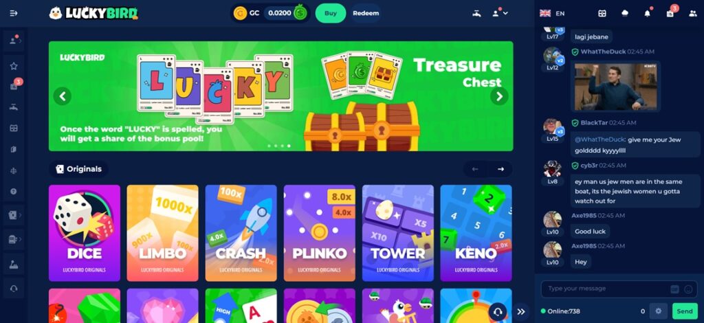 luckybird io homepage LuckyBird.io homepage
