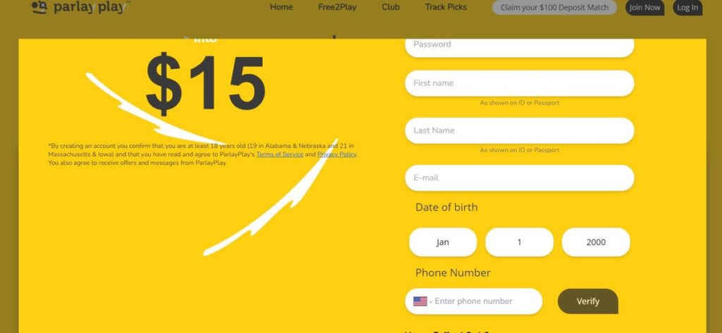 parlayplay promo code ParlayPlay registration page
