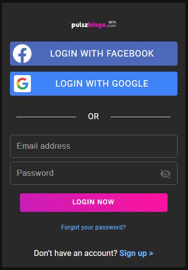 pulsz bingo login pulsz bingo login