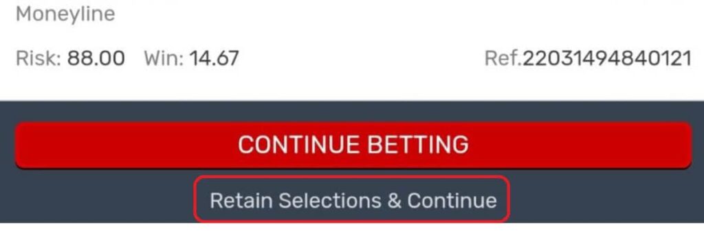 retaine selections and continue retaine selections and continue