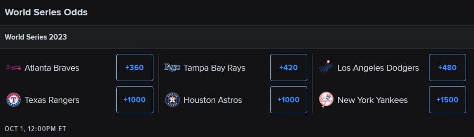 world series odds world series odds