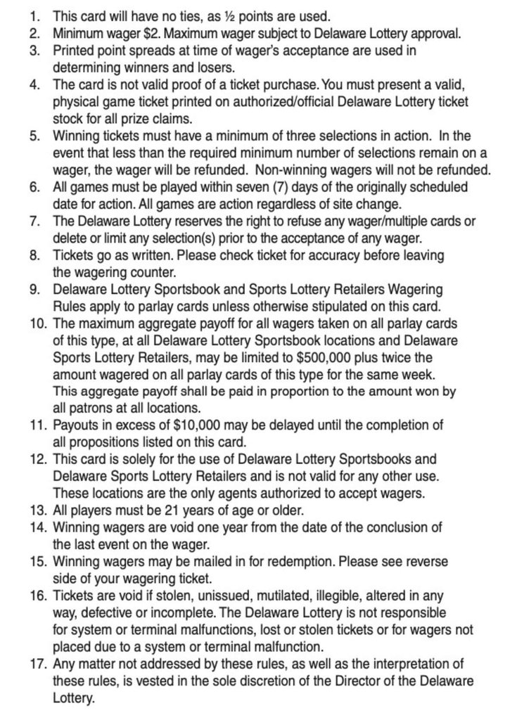 ½ parlay card rules ½ parlay card rules
