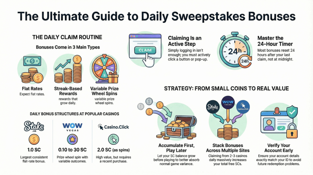 daily login sweeps bonuses