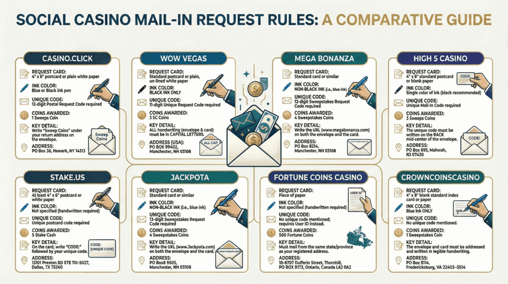 sweepstakes casino mail in requests