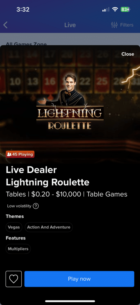 FanDuel Casino roulette live dealer