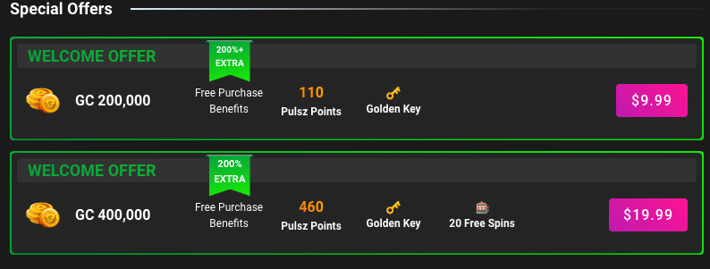 Pulsz Gold Coin purchases